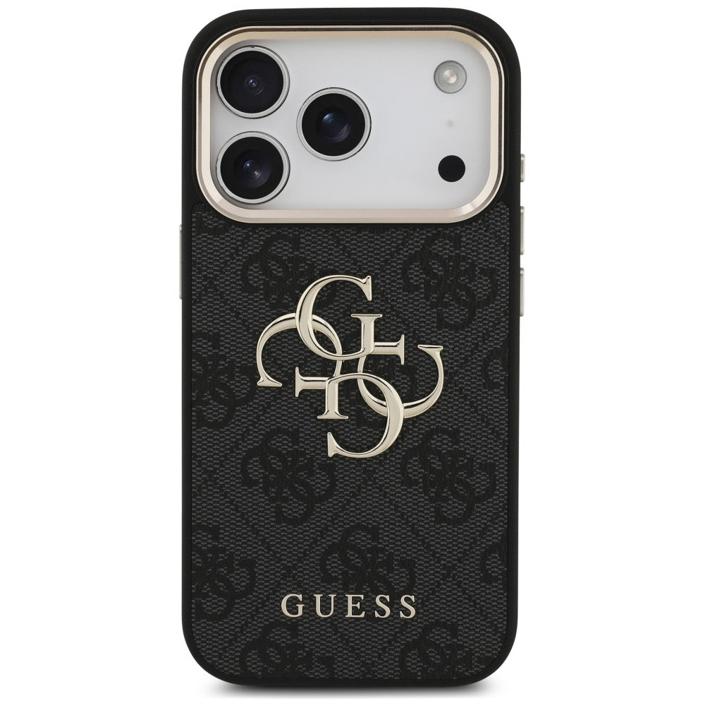 Case for Apple iPhone 18 Pro Max / 17 Pro Max, Guess, 4G Classic Logo with Strap, Black Gold