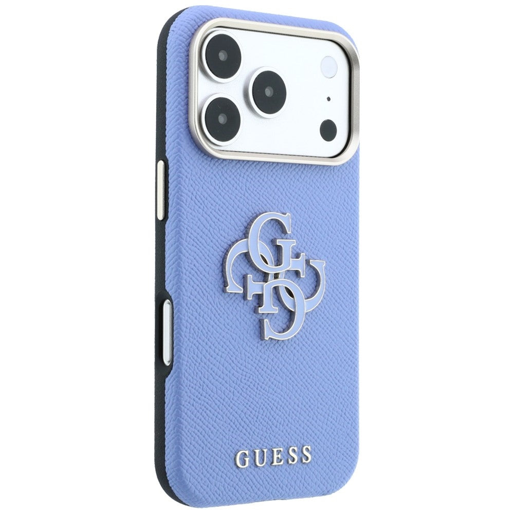 Case for Apple iPhone 18 Pro Max / 17 Pro Max, Guess, Grained Big Resin Logo, Blue