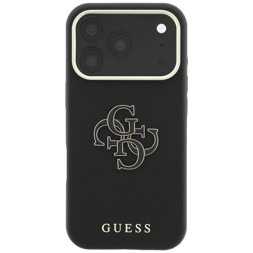 Case for Apple iPhone 18 Pro Max / 17 Pro Max, Guess, Grained Big Resin Logo, Black
