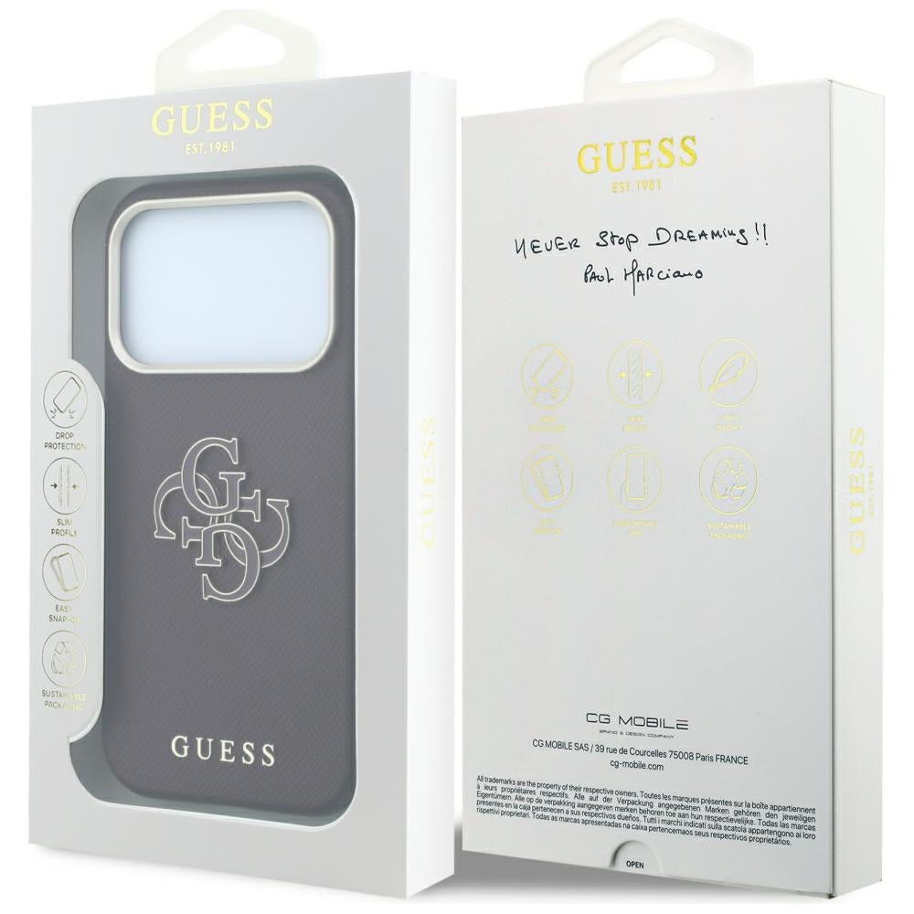 Case for Apple iPhone 18 Pro Max / 17 Pro Max, Guess, Grained Big Resin Logo, Burgundy