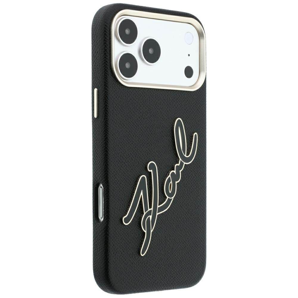 Case for Apple iPhone 18 Pro Max / 17 Pro Max, Karl Lagerfeld, Smooth Big Resin Signature Logo, Black