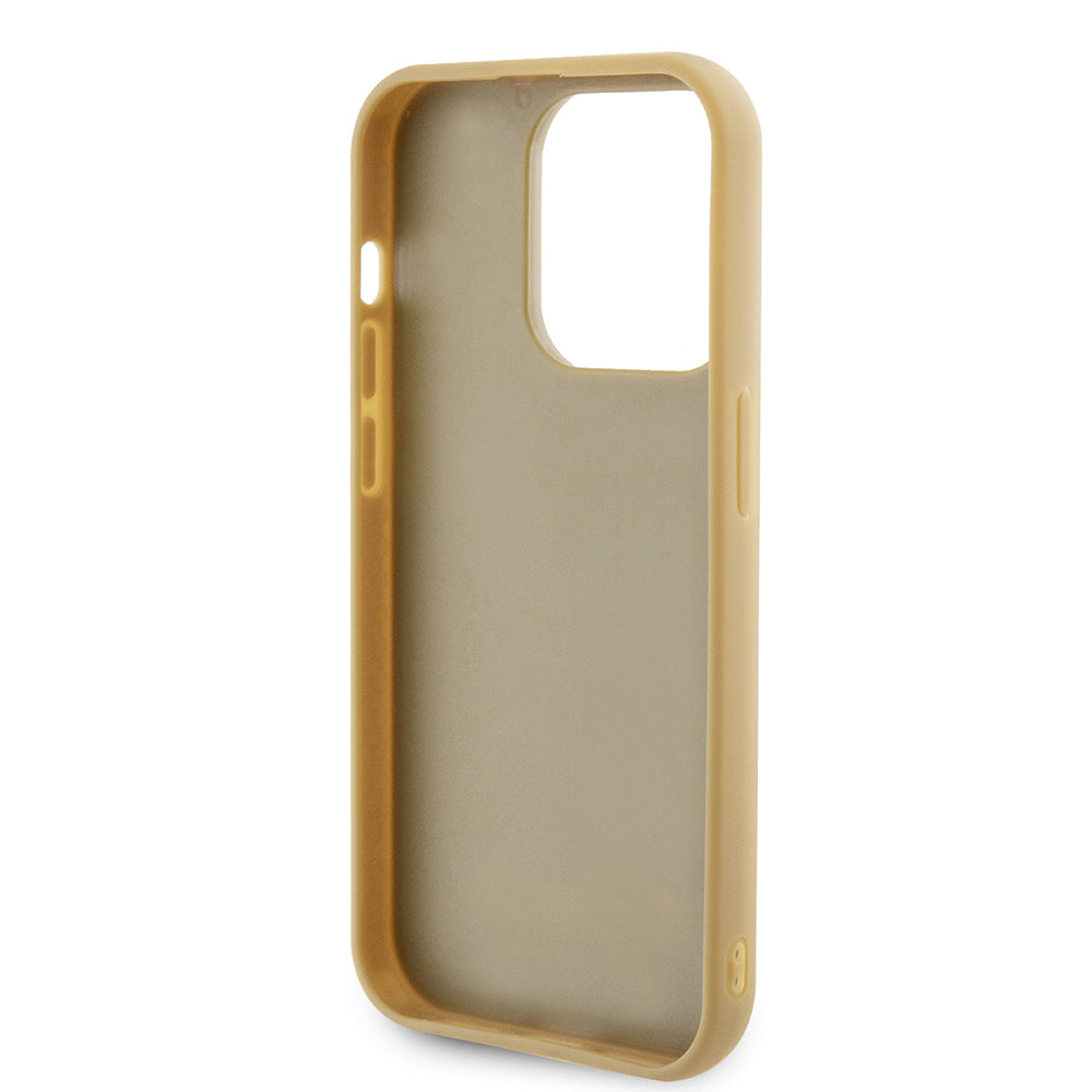 Case for Apple iPhone 15 Pro, Guess, PU Square Mirror Script Logo, Gold