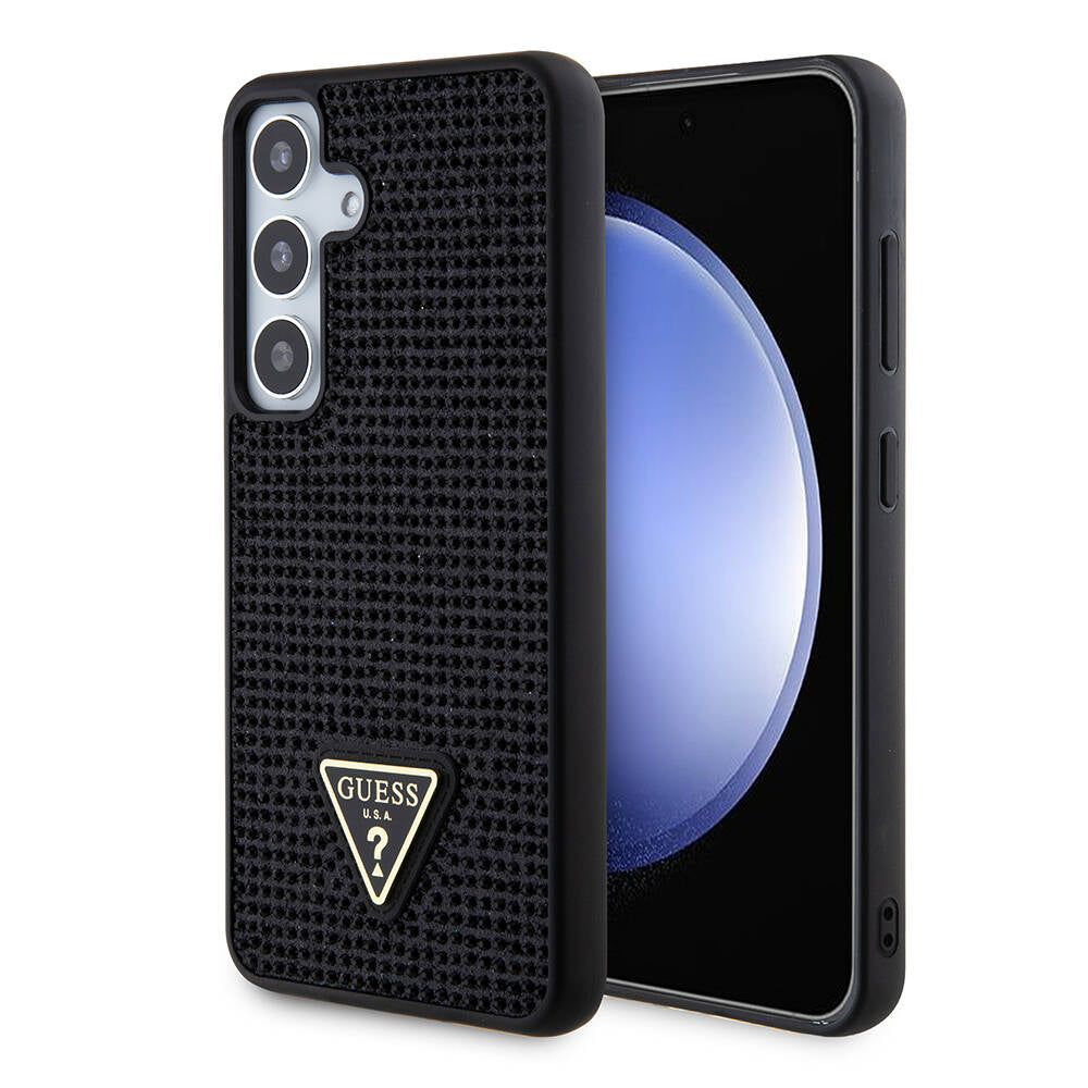 Case for Samsung Galaxy S24+ S926, Guess, Rhinestone Triangle Logo, Black