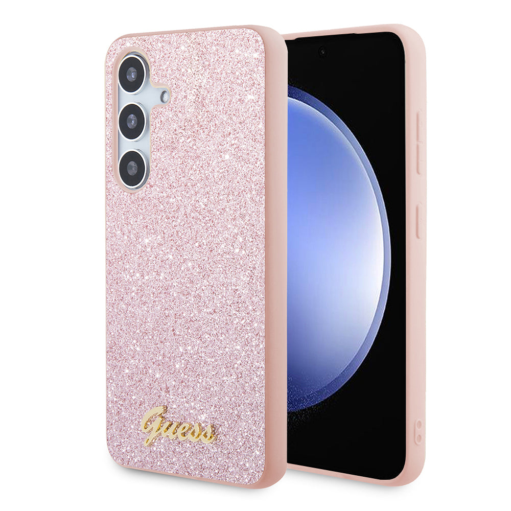 Case for Samsung Galaxy S24 S921, Guess, Glitter Script, Pink
