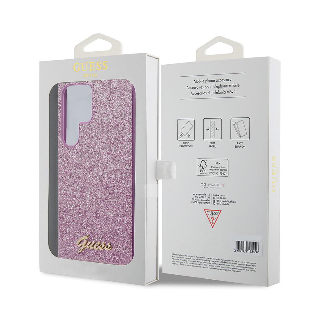 Case for Samsung Galaxy S24 Ultra S928, Guess, Glitter Script, Gold
