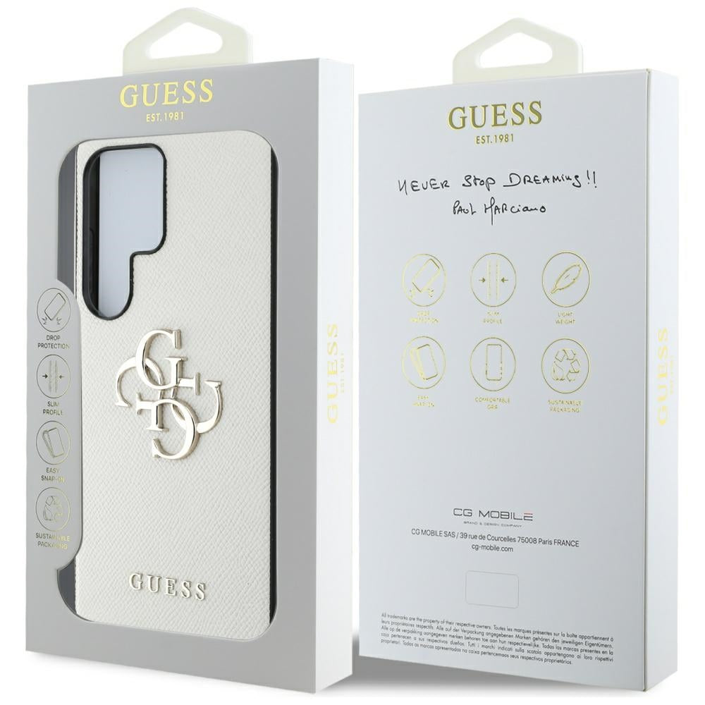 Case for Samsung Galaxy S25 Ultra S938, Guess, 4G Grained Big and Classic Logo, Beige