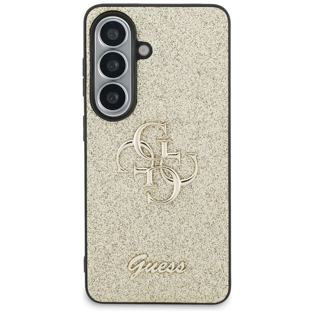 Case for Samsung Galaxy S26 S942, Guess, Fixed Glitter Big 4G Metal Frame, Gold