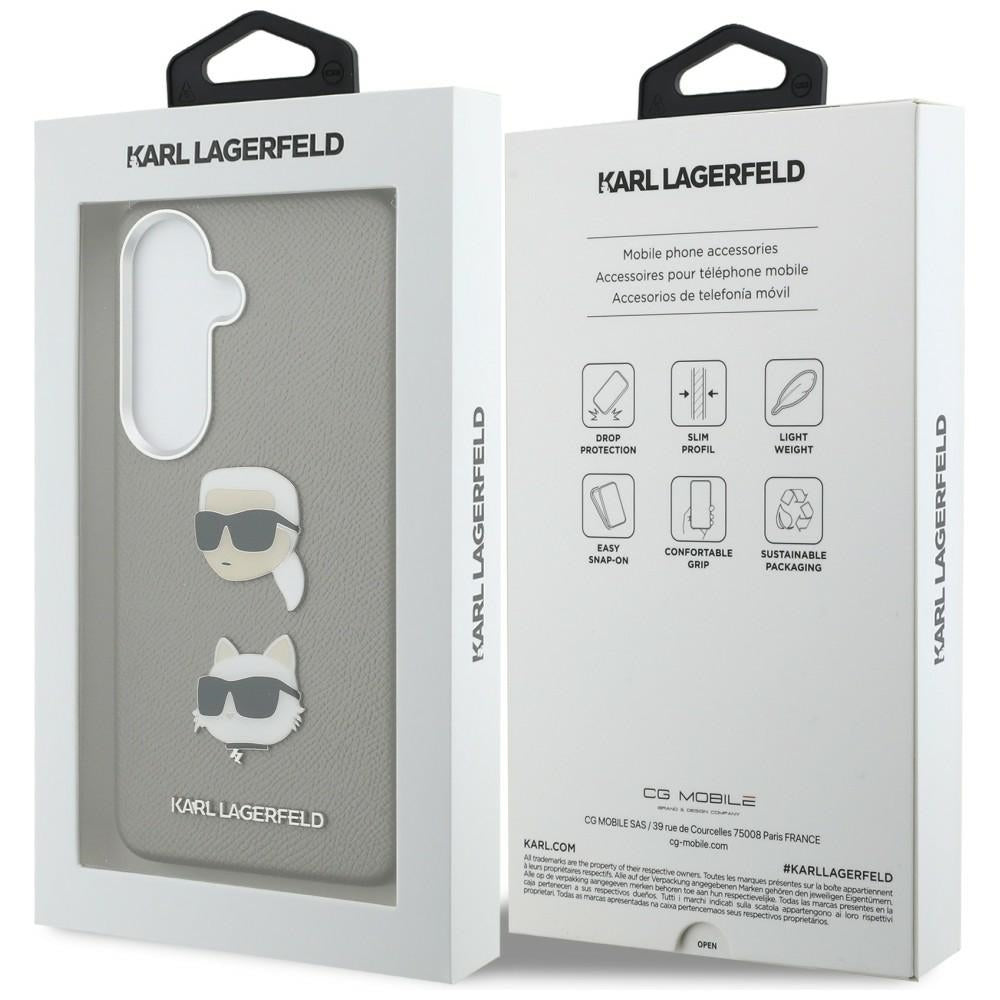 Case for Samsung Galaxy S26 S942, Karl Lagerfeld, Saffiano Karl & Choupette's Head Pin, Grey