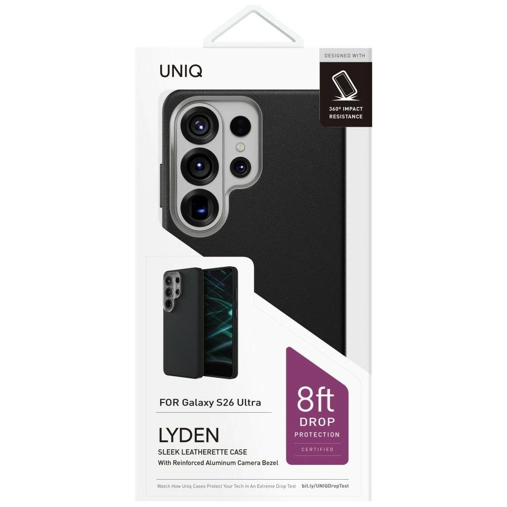 Case for Samsung Galaxy S26 Ultra S948, UNIQ, Lyden Leatherette, Black