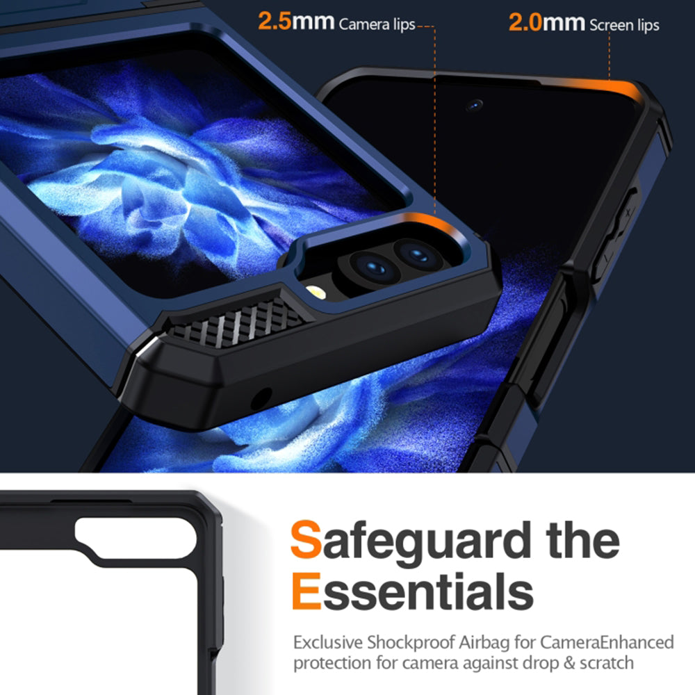 Case for Samsung Galaxy Z Flip5 F731, Techsuit, Hybrid Armor Kickstand, Blue
