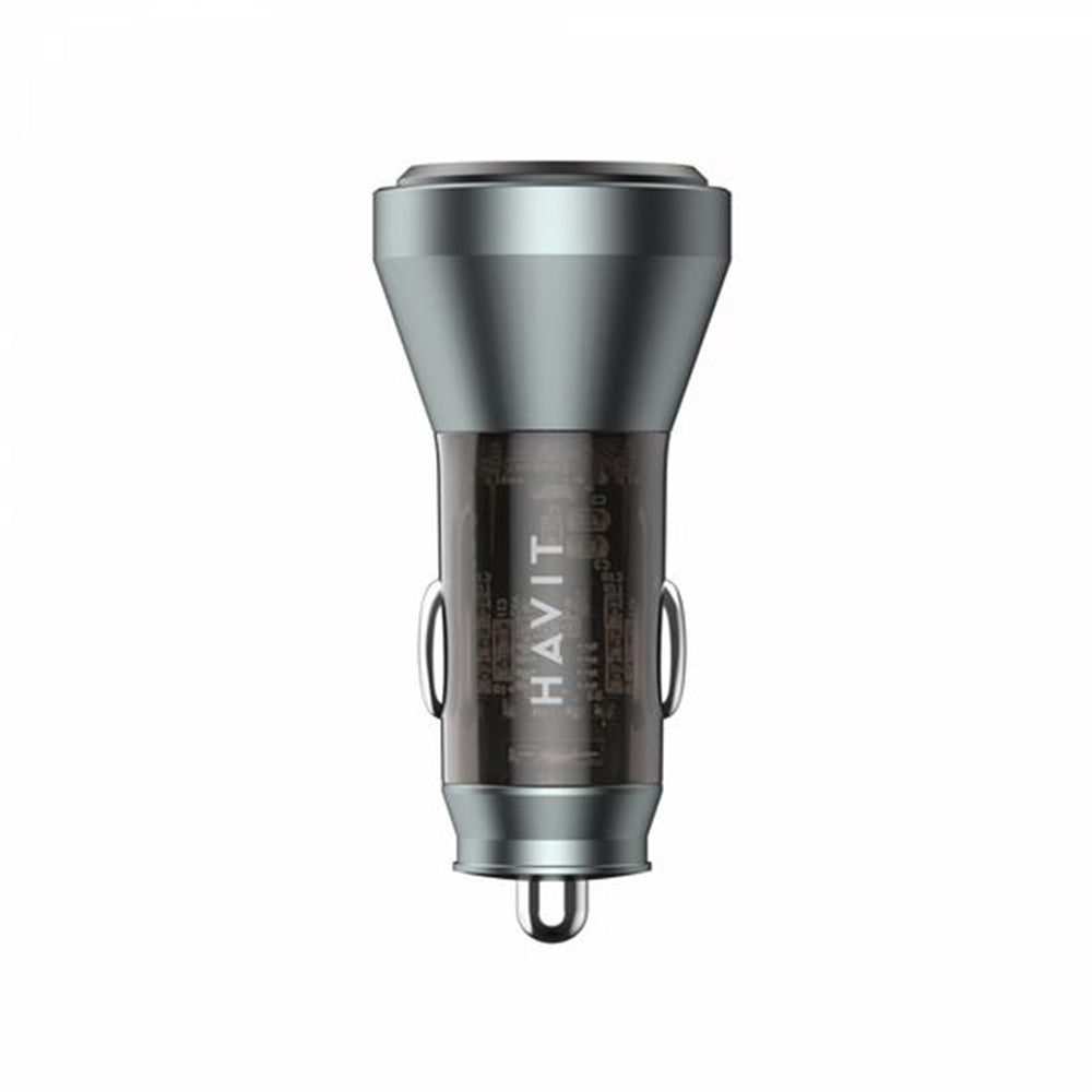 HAVIT CC2017 Car Charger, 45W, 3A, 1 x USB-A - 1 x USB-C, Black Blue