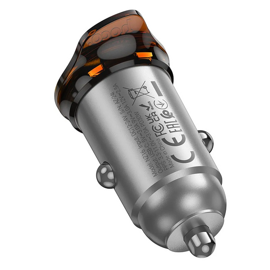 HOCO NZ16 Car Charger, 30W, 3A, 1 x USB-C, Gray