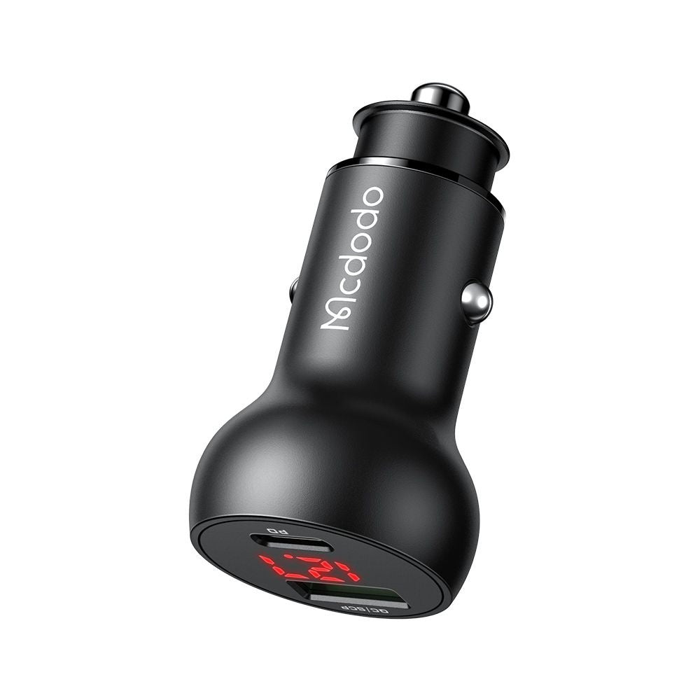 McDodo CC-7030 Auto Charger Display, 45W, 5A, 1 x USB-A - 1 x USB-C, Black