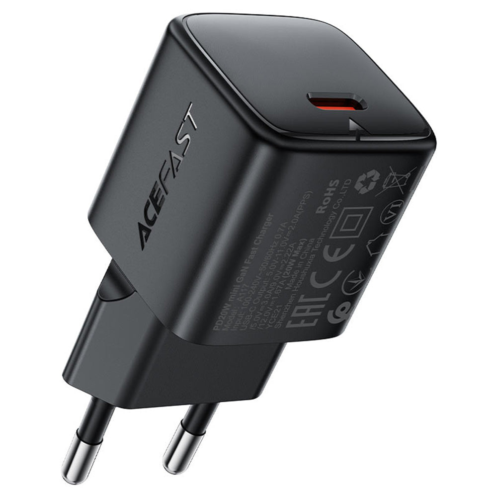 Acefast A117 Network Charger, 20W, 3A, 1 x USB-C, Black