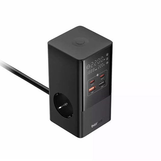 Baseus PowerCombo Network Charger, 35W, 5A, 2 x USB-A - 2 x USB-C - 3 x Schuko, Black, Resealed E00023606113-00