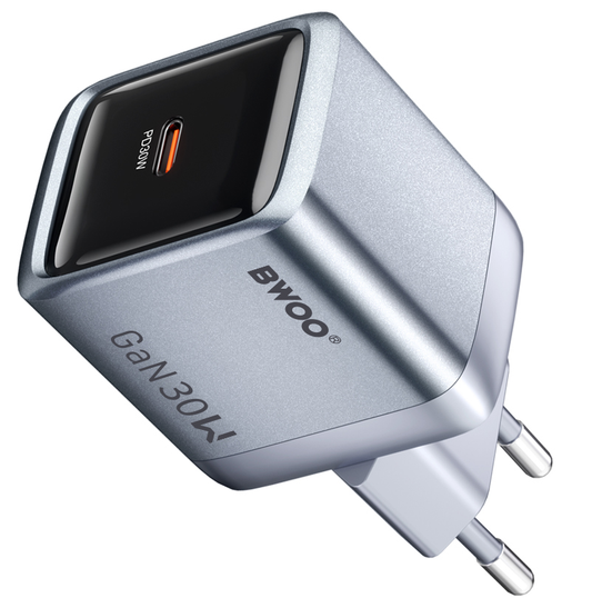 BWOO BO-CDA236 Network Charger, 30W, 3A, 1 x USB-C, Gray