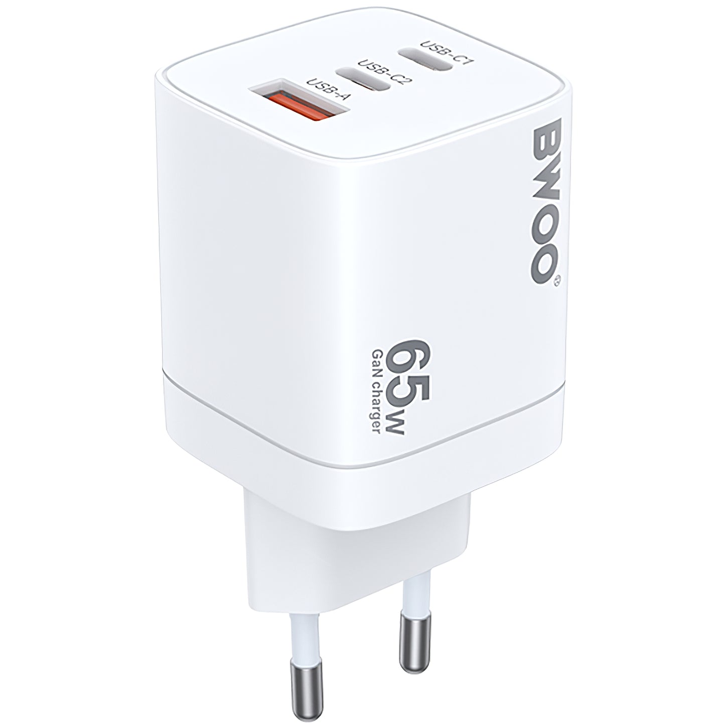 BWOO CDA147 Network Charger, 65W, 4.5A, 1 x USB-A - 2 x USB-C, White