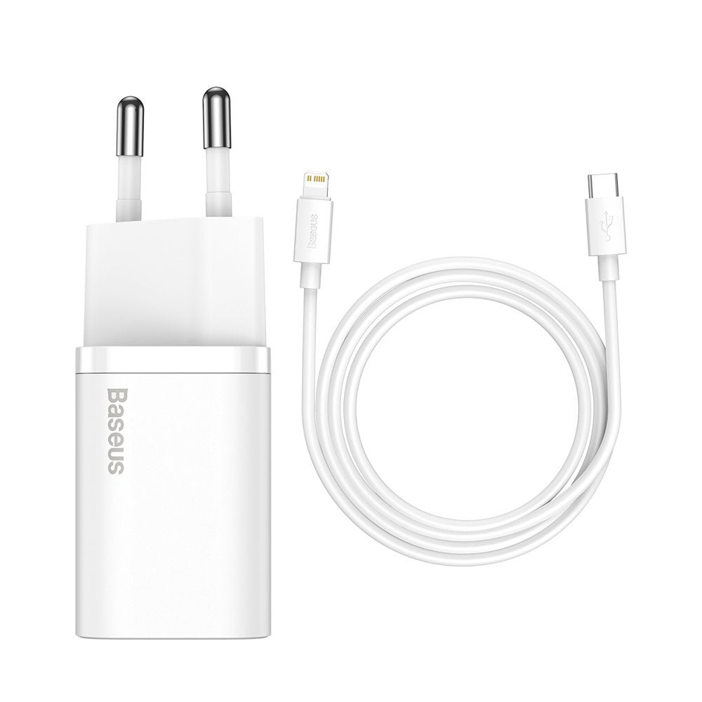 Baseus Super Si Network Charger with Lightning Cable, 20W, 3A, 1 x USB-C, White TZCCCSUP-B02