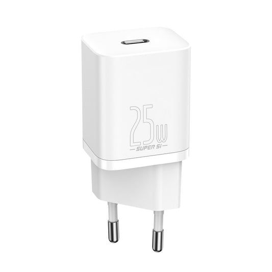 Baseus Super Si USB-C Network Charger with USB-C Cable, 25W, 3A, 1 x USB-C, White TZCCCSUP-L02