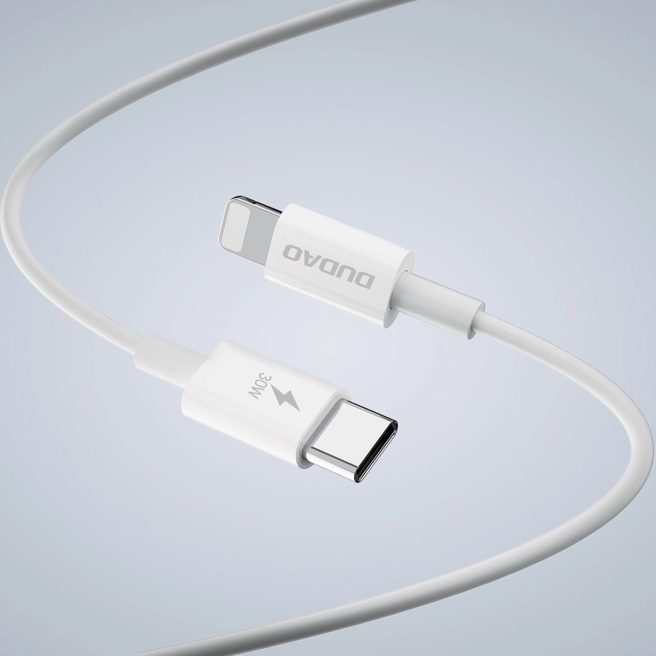 Dudao A30EUL Network Charger with Lightning Cable, 30W, 3A, 1 x USB-A - 1 x USB-C, White