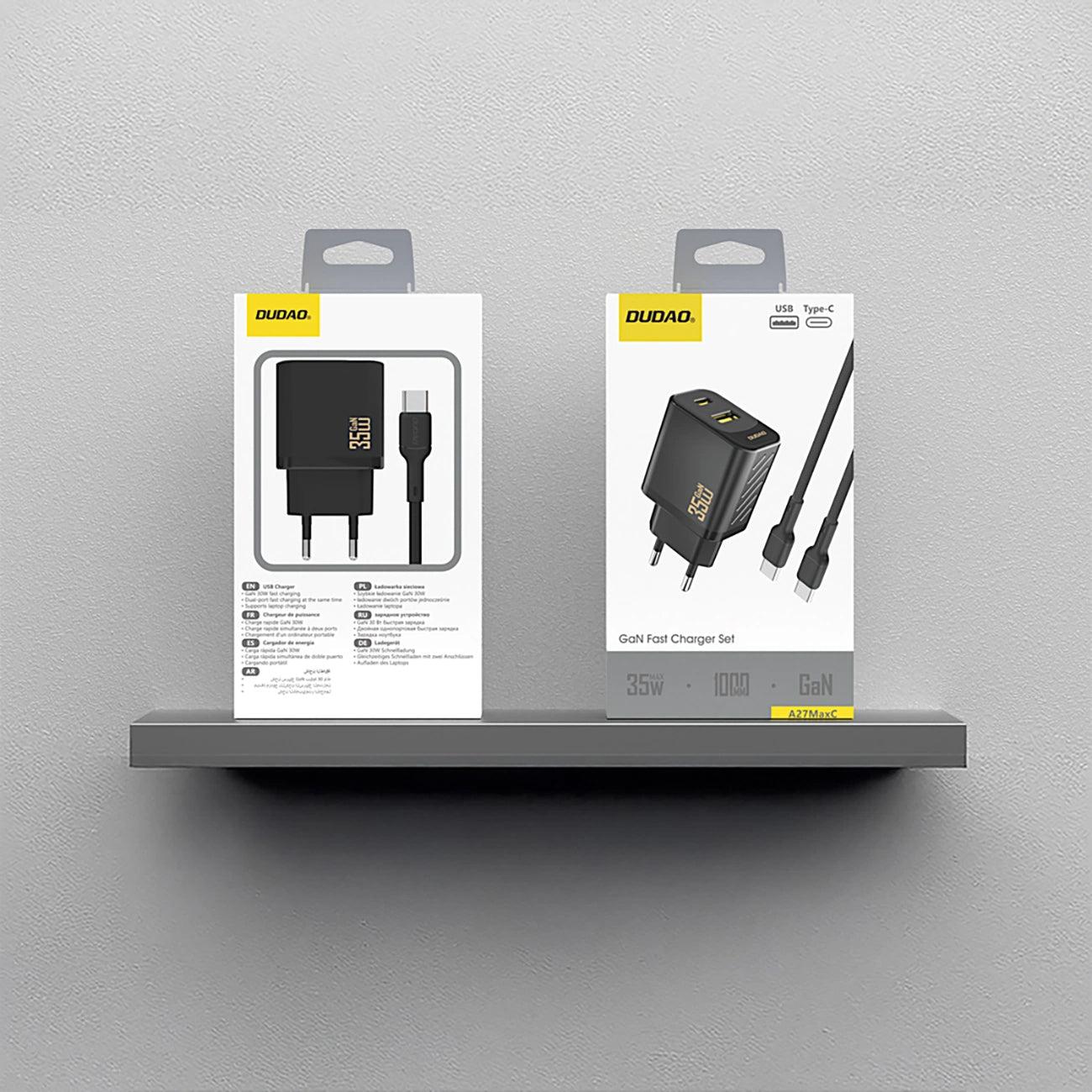 Network Charger with USB-C Cable Dudao A27 Max, 35W, 1 x USB-A - 1 x USB-C, Black