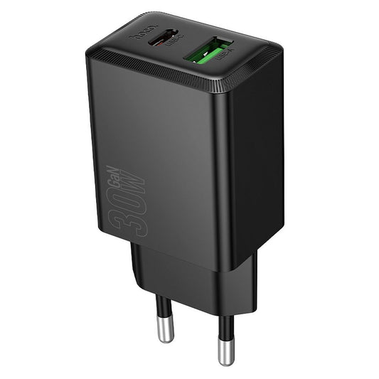 HOCO N71 Network Charger, 30W, 3A, 1 x USB-A - 1 x USB-C, Black