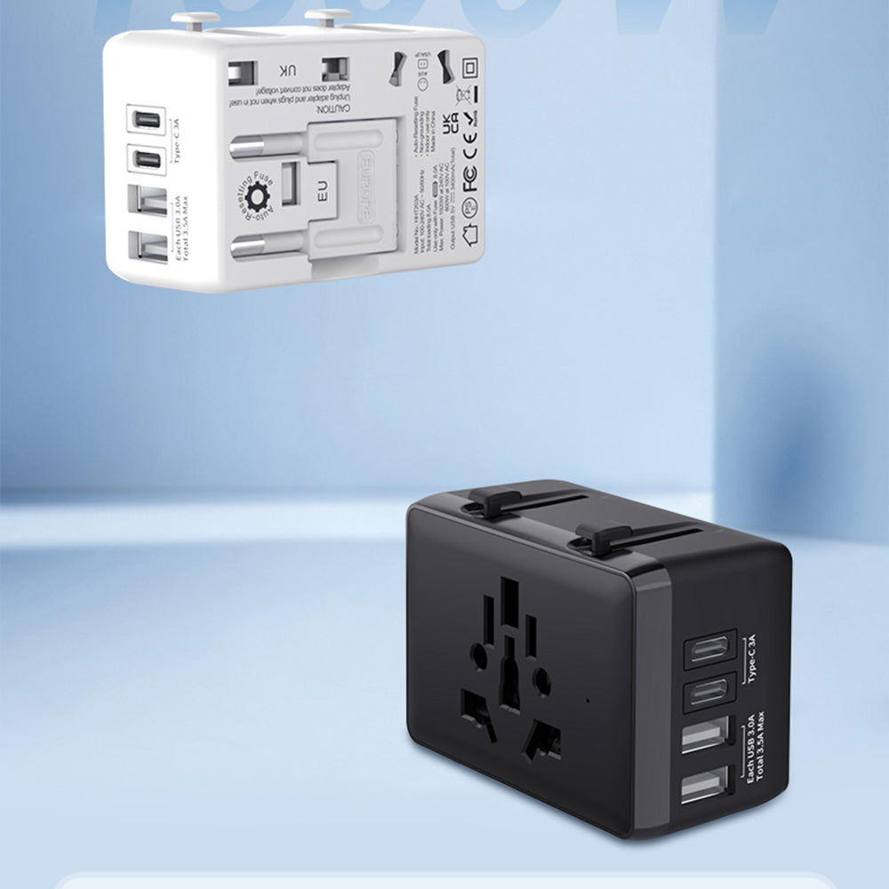 Techsuit HHT203A Travel Network Charger, 20W, 3A, 2 x USB-A - 2 x USB-C, Black