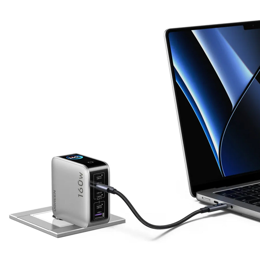 UGREEN Nexode Pro X774 (65637B) Display Wall Charger, 160W, 5A, 1 x USB-A - 4 x USB-C, Gray