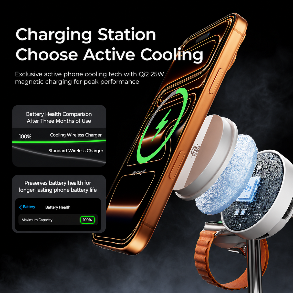 Wireless Network Charger XO Design CX045 3in1, 25W, Black