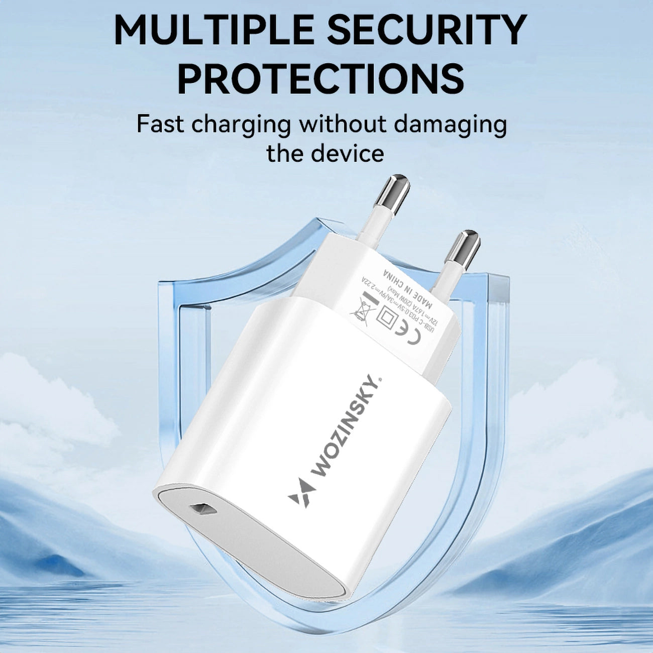 WZK WGWCCW Network Charger, 20W, 3A, 1 x USB-C, White