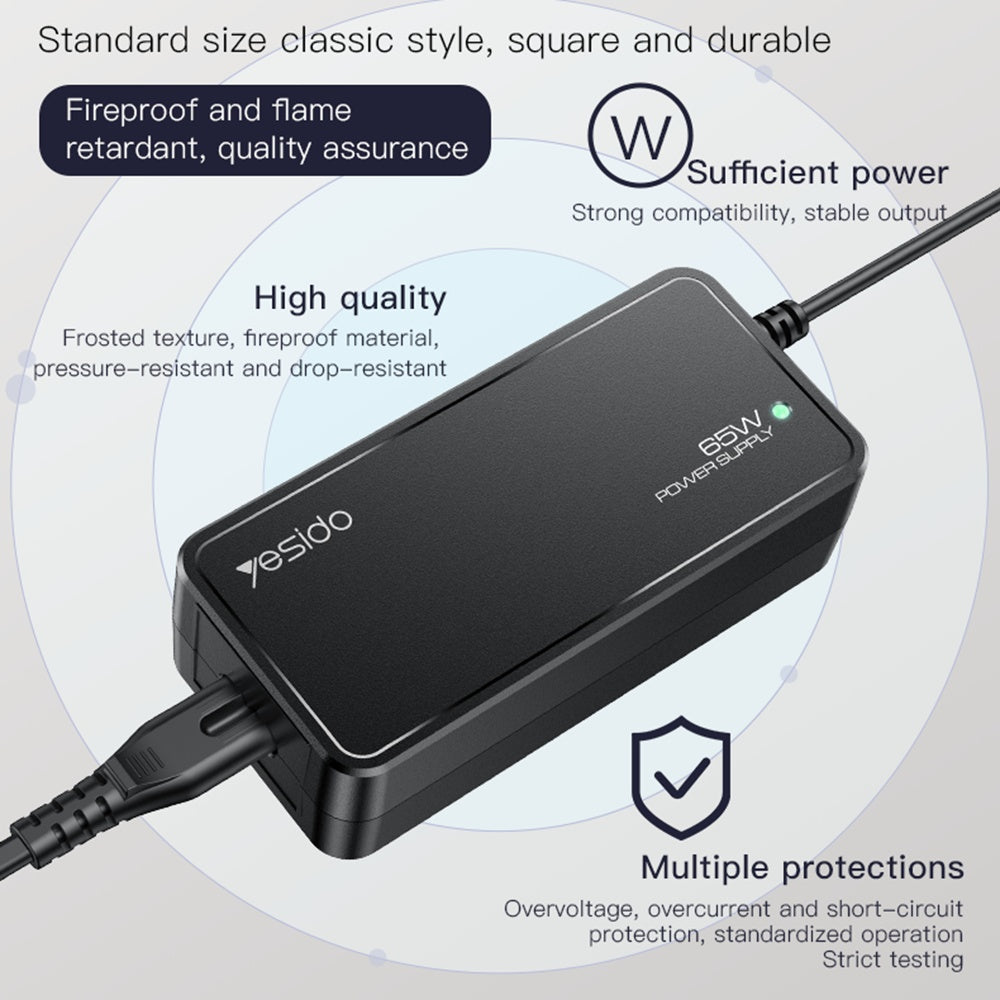 Yesido CG11E Charger, 65W, Universal, Black