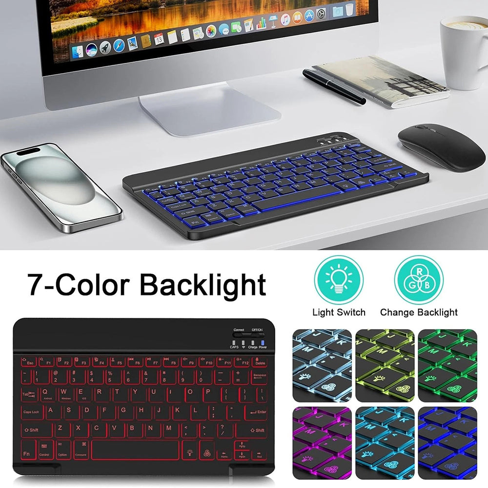 Techsuit AirCombo WKM1 Wireless Keyboard Mouse Kit, BT / Wi-Fi, Black