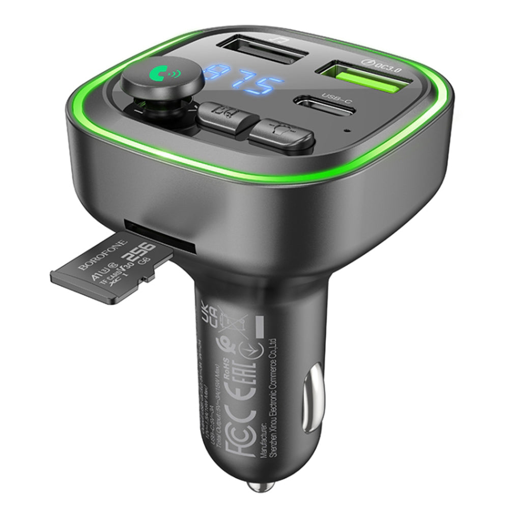 FM Bluetooth Modulator Borofone BC48, 2 x USB-A - 1 x USB-C - 1 x microSD