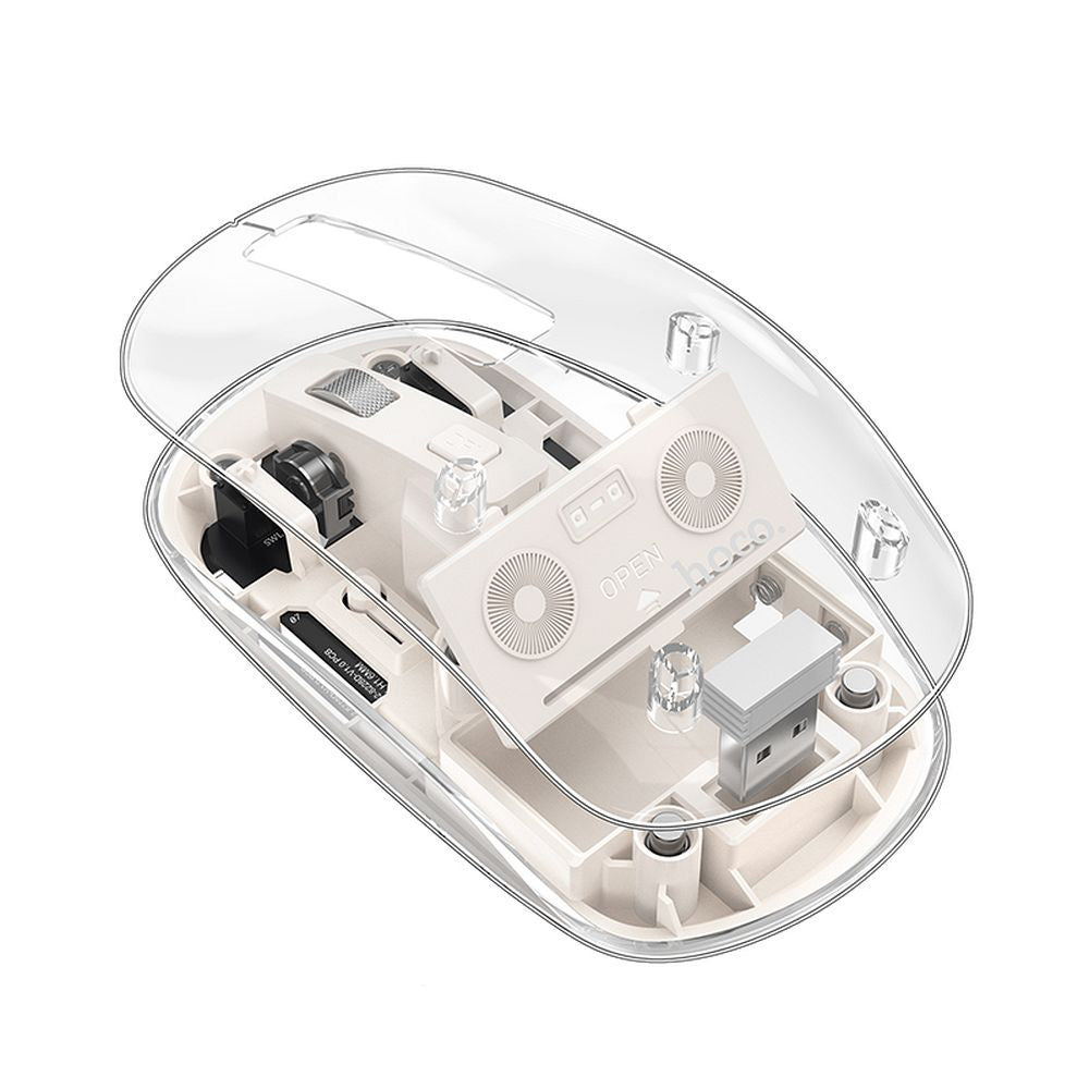 HOCO GM29 Wireless Mouse, 1600DPI, BT / Wi-Fi, White