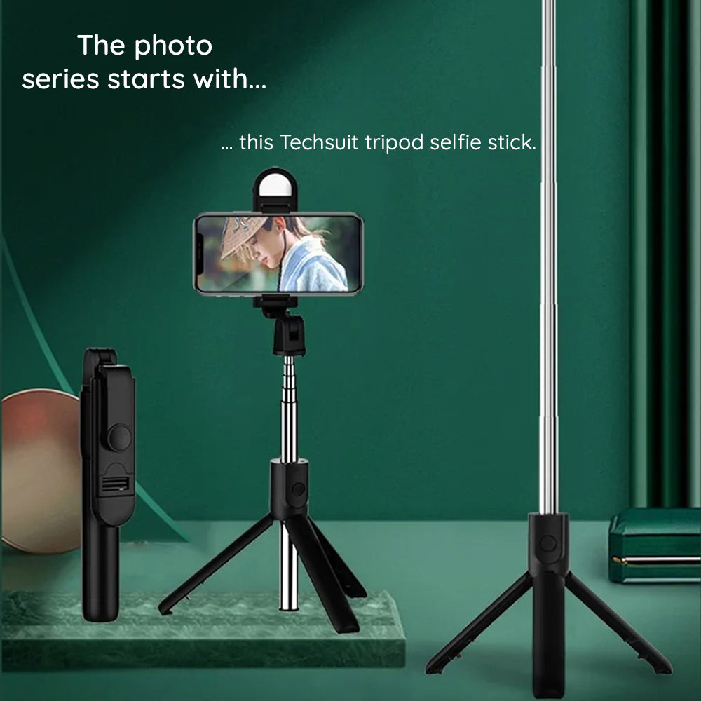 Selfie Stick Bluetooth Techsuit S05-S, Universal, Black