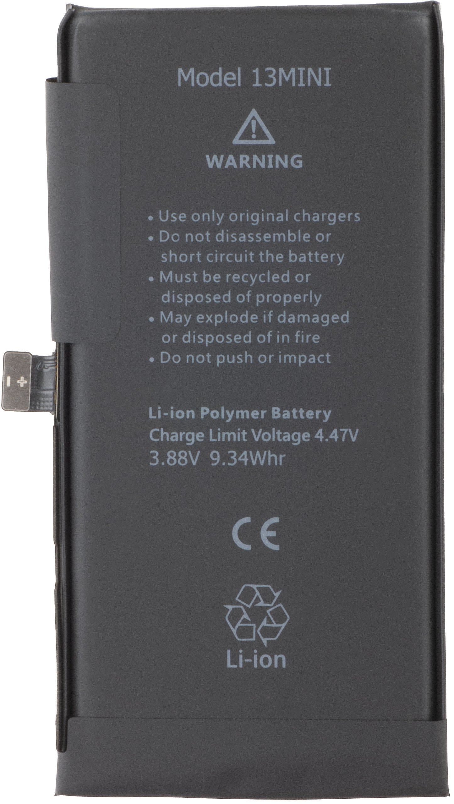 Apple iPhone 13 mini battery, with Flex Band BMS integration (no soldering contacts required) 