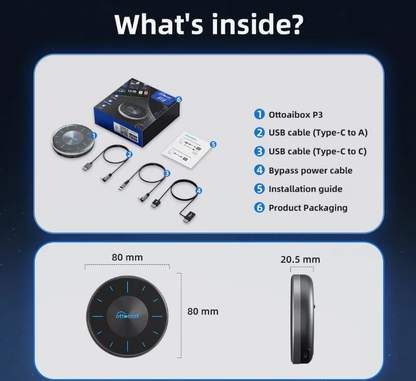 Wireless Carplay / Android Auto Adapter Ottocast OttoAibox P3 for Apple iPhone / Android Series PCS46