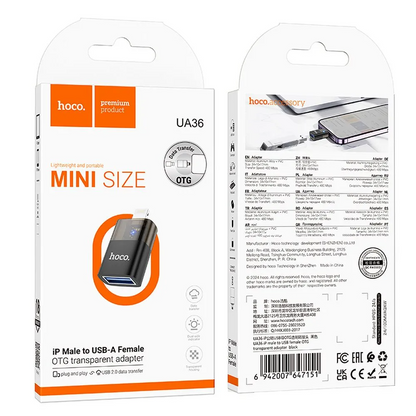 OTG Lightning Adapter - USB-A HOCO UA36, Black