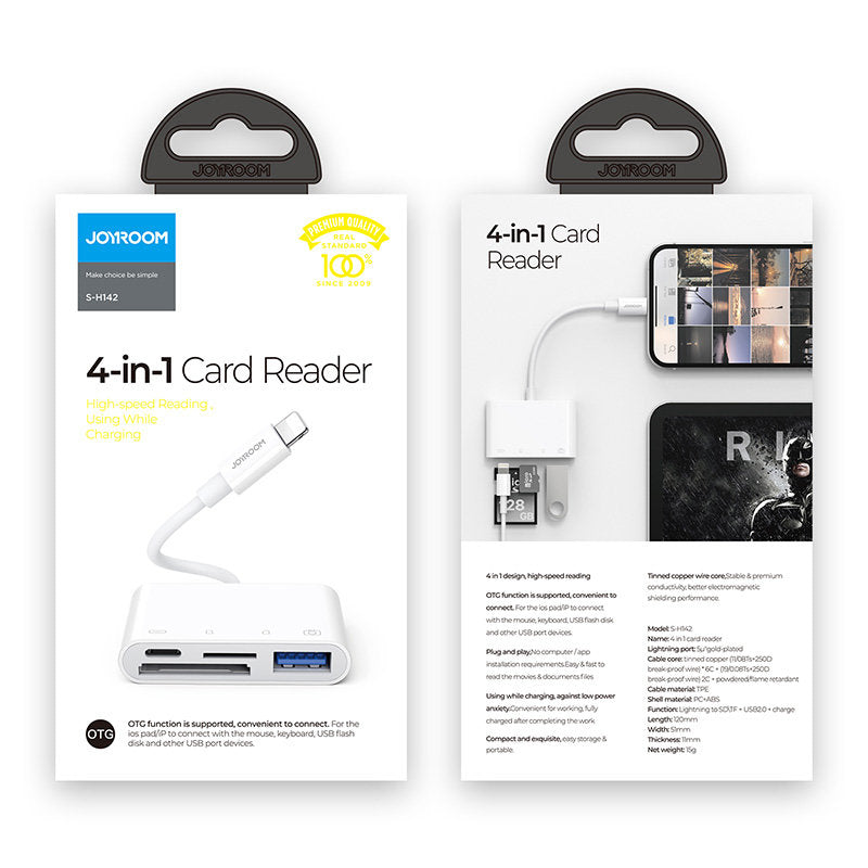 Joyroom OTG Lightning - USB-A / microSD Joyroom, White S-H142