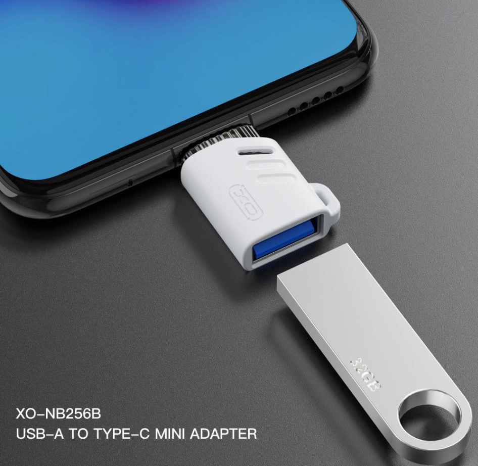 OTG USB-C to USB-A Adapter XO Design NB256B, White