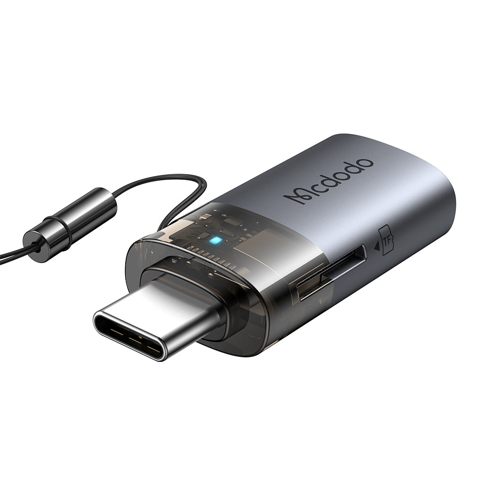 USB-C McDodo OT-7600 Card Reader, USB-A (OTG) - microSD, Black