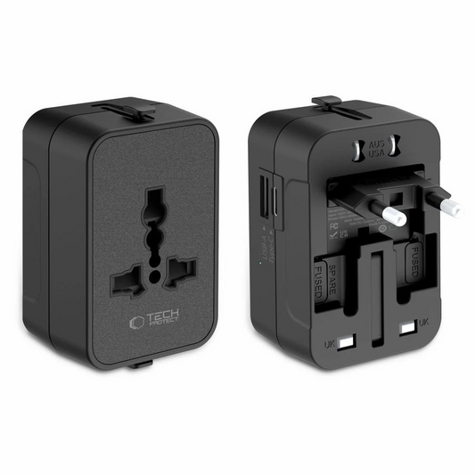 Tech-Protect TA300 Travel Network Adapter EU / UK / US / AU, Black