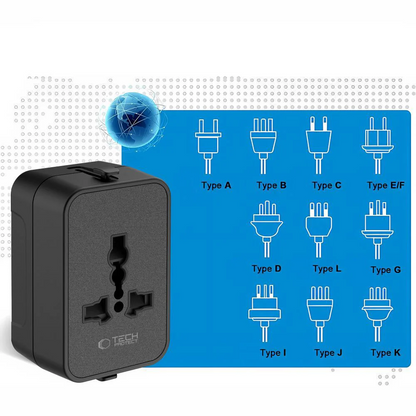 Tech-Protect TA300 Travel Network Adapter EU / UK / US / AU, Black