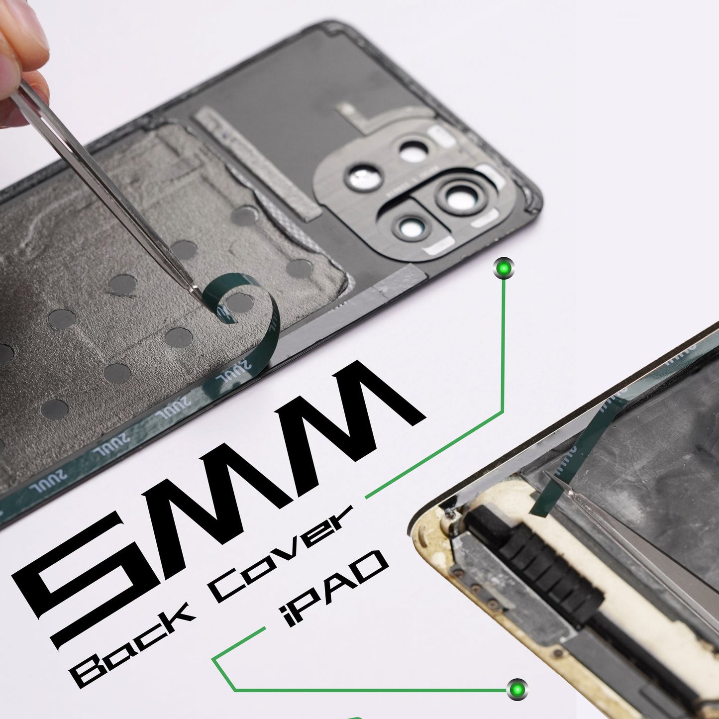 2UUL CS02 Adhesive Tape, 5mm, Black, Set of 5 pieces
