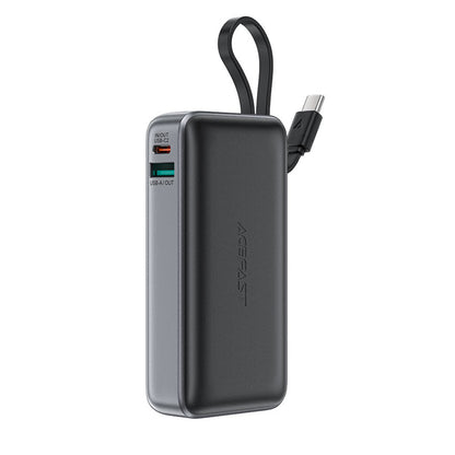 Acefast M7 External Battery, 10000mAh, 30W, QC + PD, 1 x USB-A - 2 x USB-C, Black
