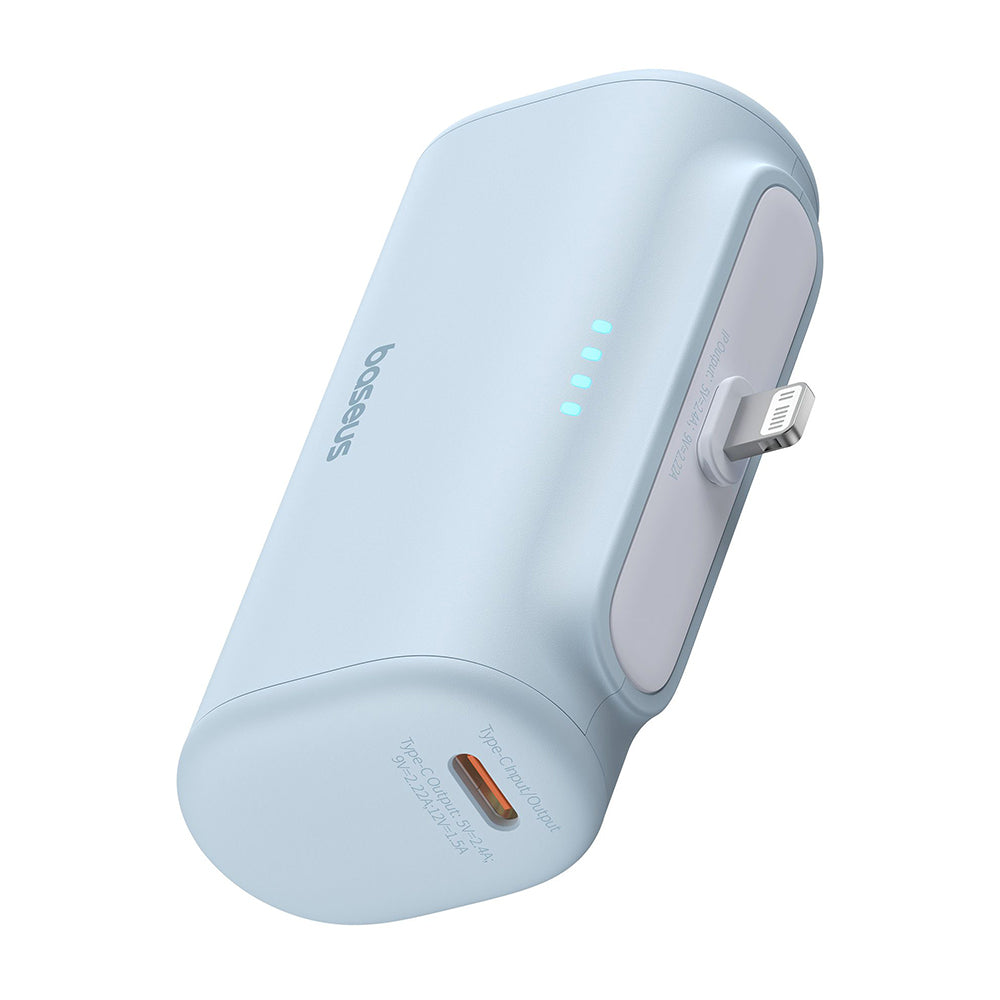 Baseus Compact External Battery, 5000mAh, 20W, PD, 1 x Lightning - 1 x USB-C, Blue P10068307313-00
