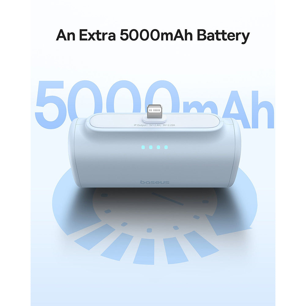 Baseus Compact External Battery, 5000mAh, 20W, PD, 1 x Lightning - 1 x USB-C, Blue P10068307313-00
