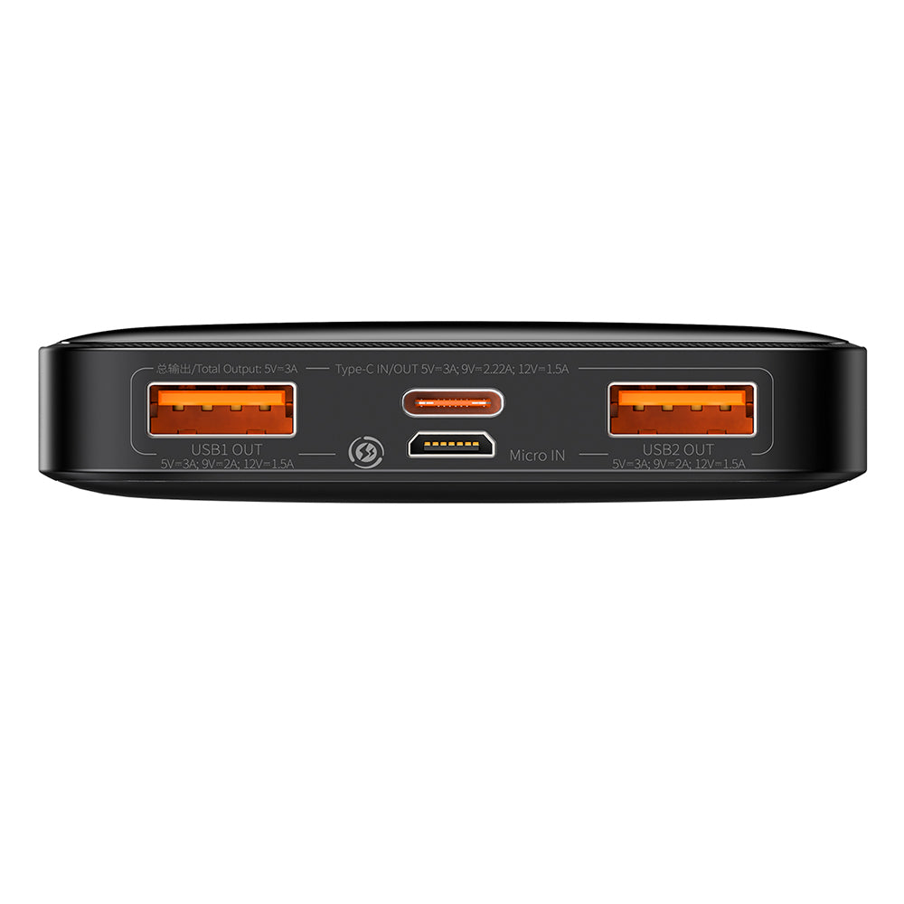 Baseus Bipow External Battery, 10000mAh, 20W, QC + PD, 1 x USB-C - 2 x USB-A, Black PPBD050301