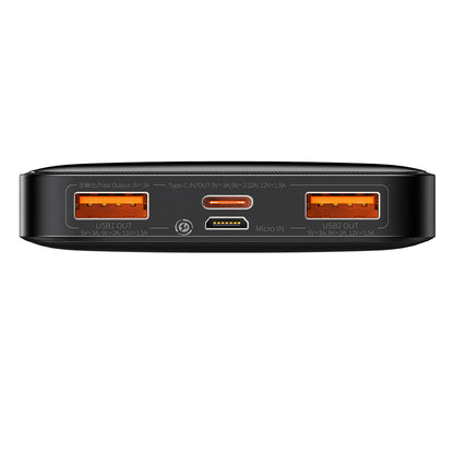 Baseus Bipow External Battery, 10000mAh, 20W, QC + PD, 1 x USB-C - 2 x USB-A, Black PPBD050301
