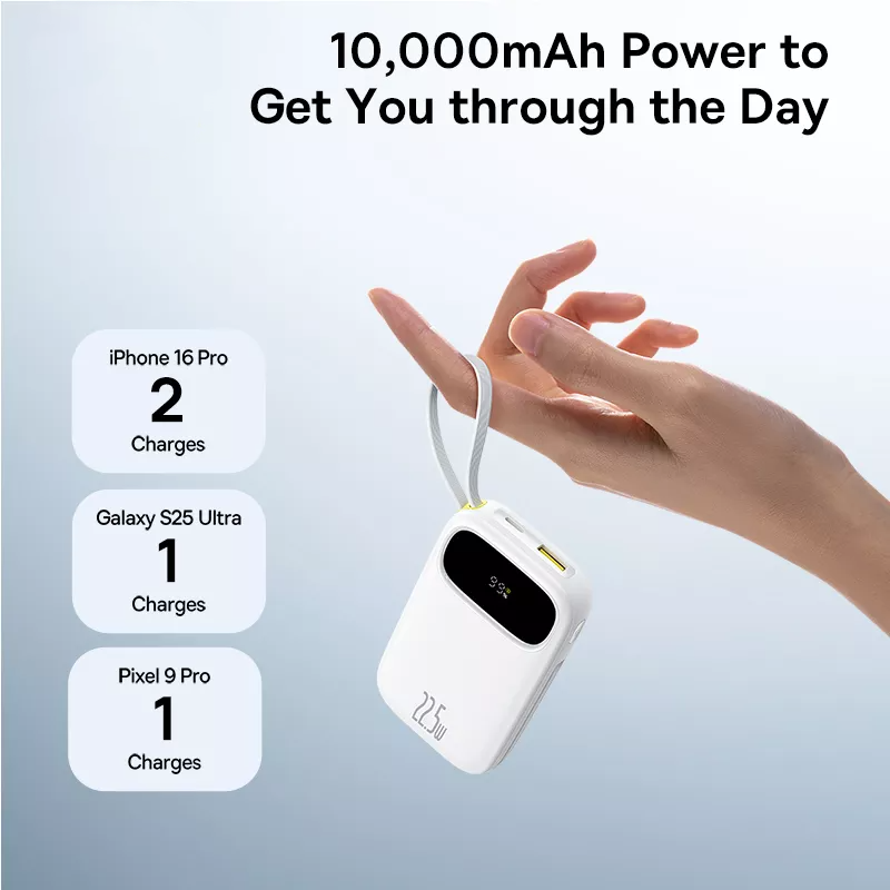 Baseus EnerFill FC31 External Battery, 10000mAh, 22.5W, QC + PD, 1 x Lightning - 1 x USB-A - 2 x USB-C, White P10082106213-00